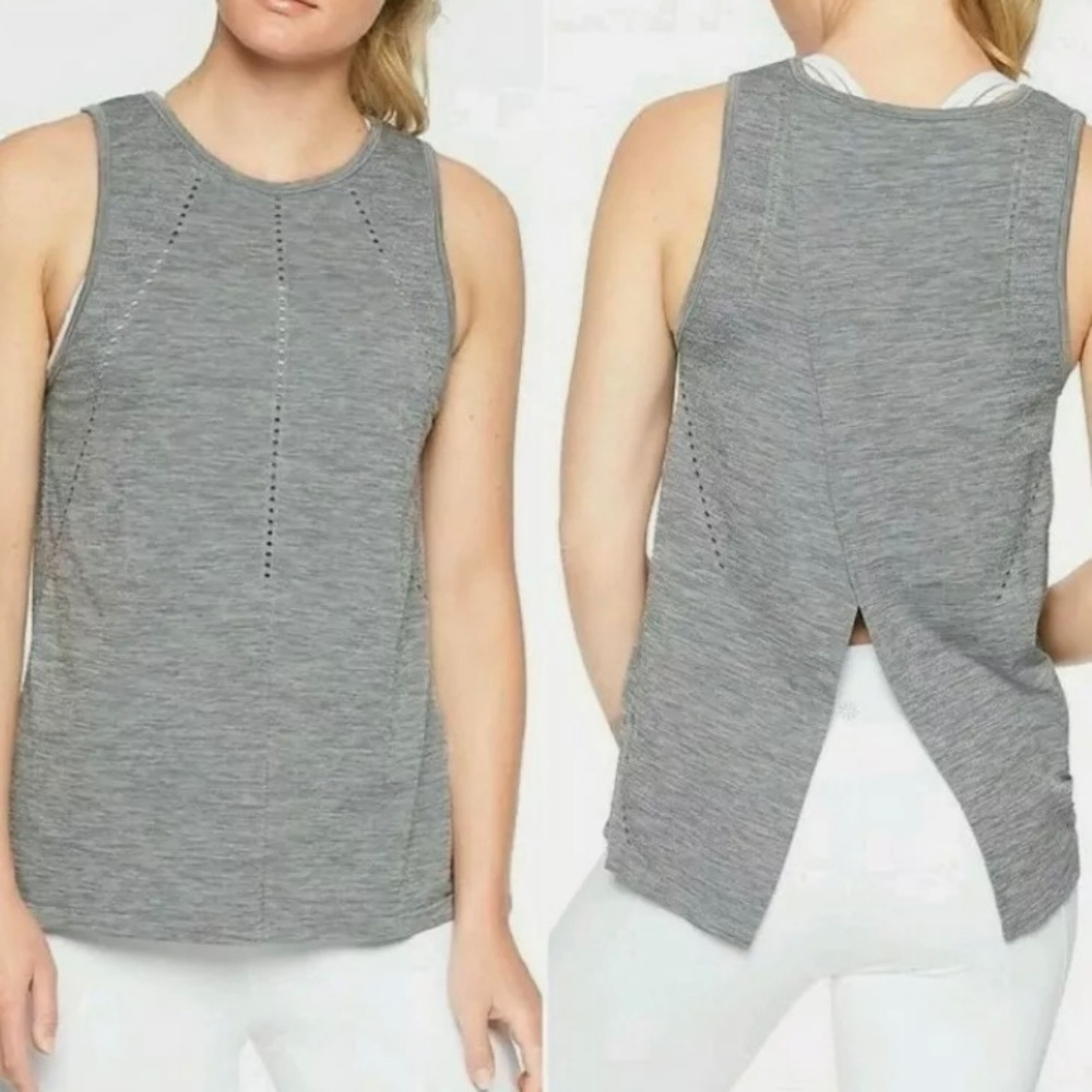 Athleta Heather Gray Split Back Workout Tank - image 1